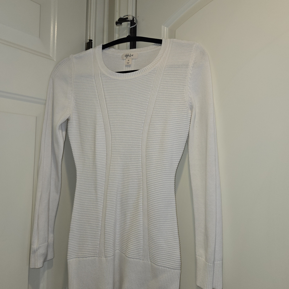 Style & Co. Cream Ribbed Knit Top